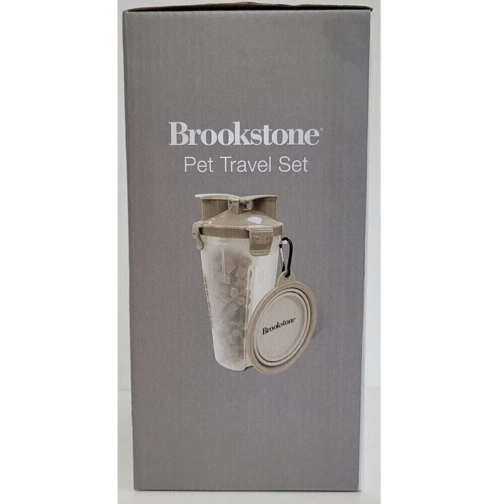 Portable Pet Dual Chamber Food/Water Bottle & Collapsible Food Bowl Set Dog